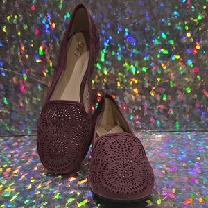 Cato Burgundy/Purple Laser-Cut Flats